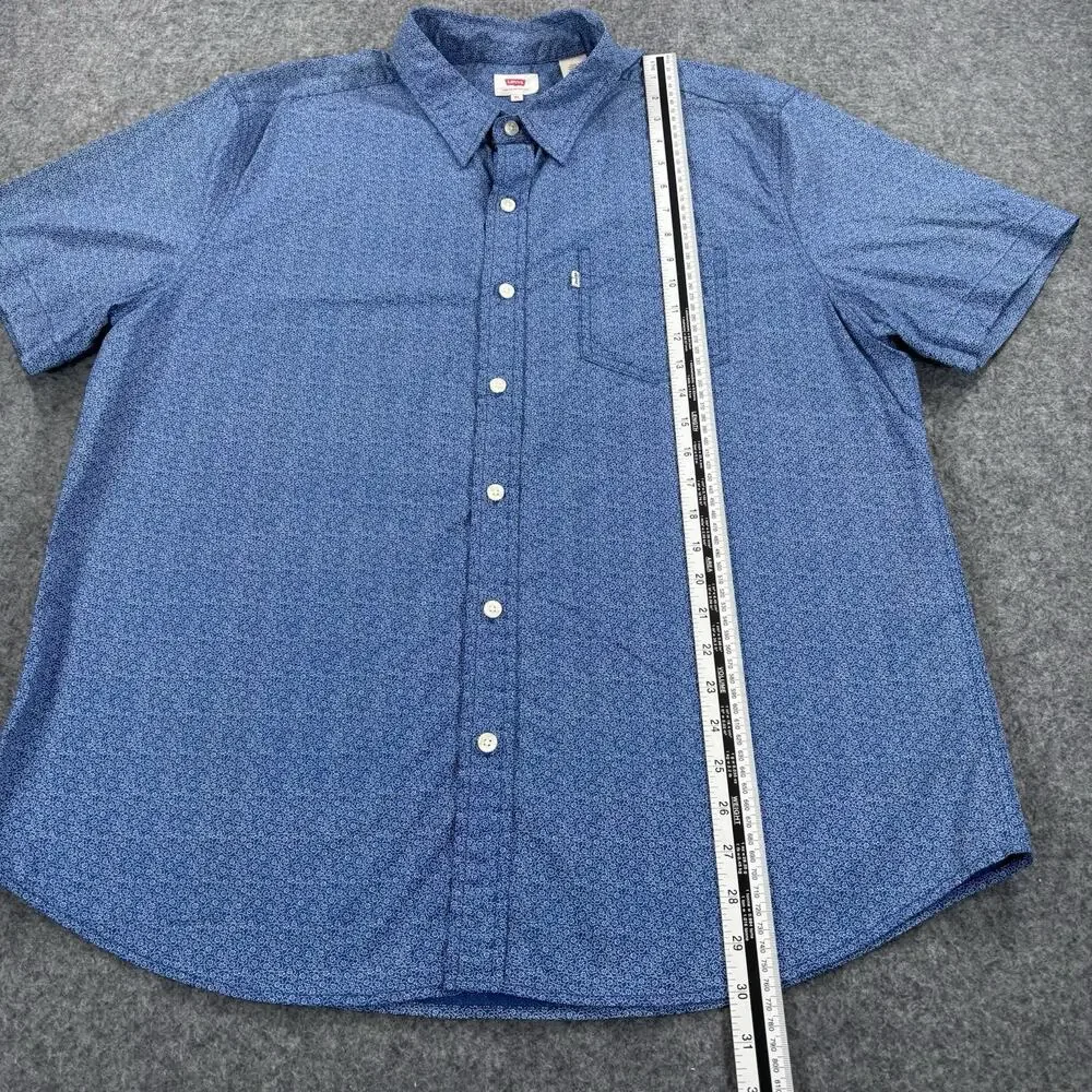 Levi's Mens XL Short Sleeve Button Down Shirt Blue Floral NWT 21977-0076